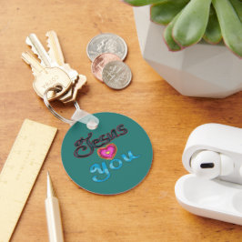 ‘Jesus Loves You’ Turquoise Aangepaste Naam Sleutelhanger