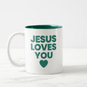 Jesus Loves You Uplifting Christian Gift Tweekleurige Koffiemok (Links)