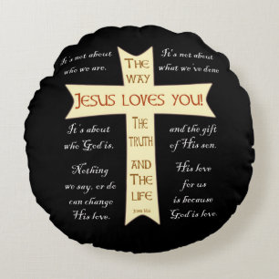Jesus Loves You - Zwart en Paarse - Kussen gooien