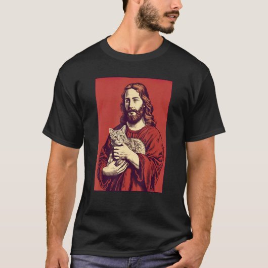 Jesus Loving Cat God Christian Cat  Cat Dad Men T-shirt (Voorkant)