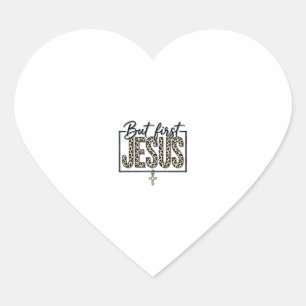 Jesus Luipaardprint Christelijke Vintage Gravure O Hart Sticker