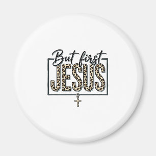 Jesus Luipaardprint Christelijke Vintage Gravure O Magneet