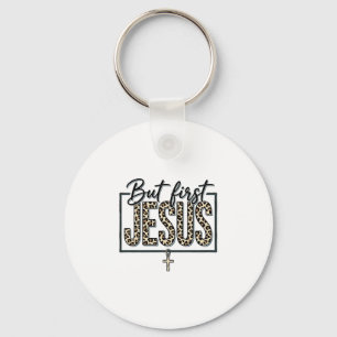 Jesus Luipaardprint Christelijke Vintage Gravure O Sleutelhanger