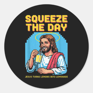 Jesus maakt limonade Grappige christelijke mannen  Ronde Sticker