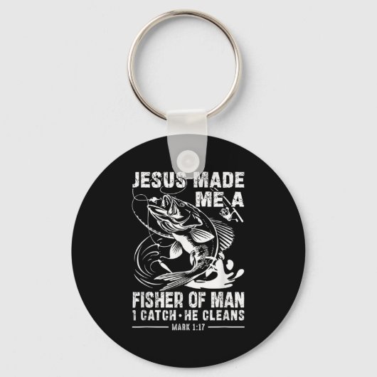 Jesus Made Me A Fisher Of Man Mark 1 17 Clic God B Sleutelhanger (Voorkant)