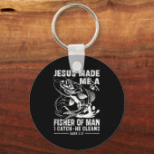 Jesus Made Me A Fisher Of Man Mark 1 17 Clic God B Sleutelhanger (Voorkant)