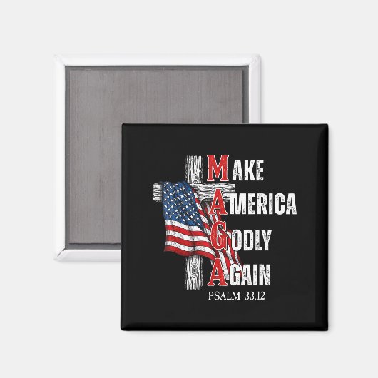 Jesus Make America Godly Again American Patriot Ch Magneet (Voorkant / Achterkant)