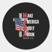 Jesus Make America Godly Again American Patriot Ch Ronde Sticker (Voorkant)