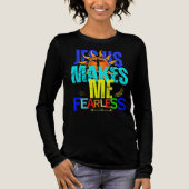 “Jesus Makes Me Fearless – Faith Over Fear Christ. Tri-Blend Shirt (Voorkant)