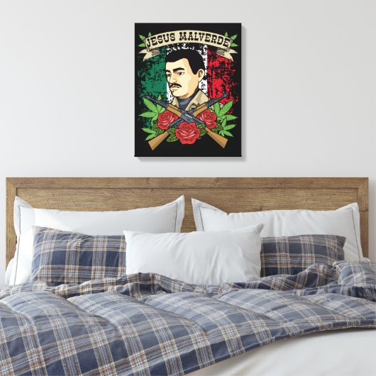 Jesus Malverde Gift Women & Mannen Jesus Malverde Canvas Afdruk (Insitu (Slaapkamer))