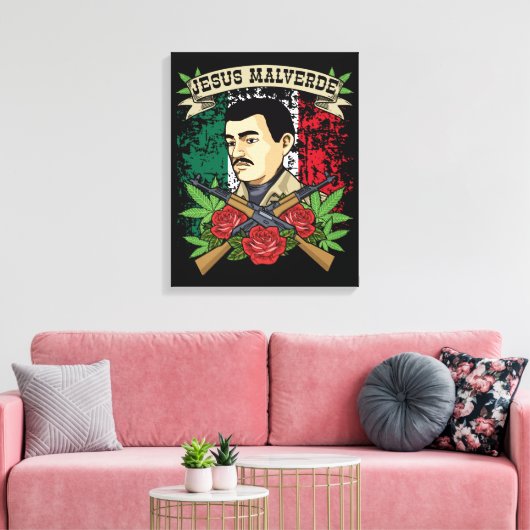 Jesus Malverde Gift Women & Mannen Jesus Malverde Canvas Afdruk (Insitu (Woonkamer))