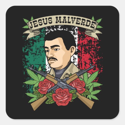 Jesus Malverde Gift Women & Mannen Jesus Malverde Vierkante Sticker (Voorkant)