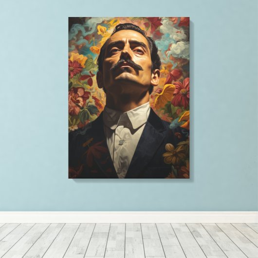 Jesus Malverde Mexicaanse held Jesus Malverde Canvas Afdruk (Insitu (Houten vloer))