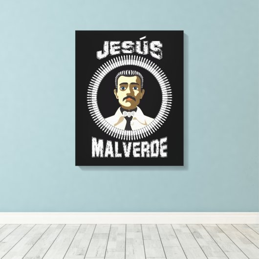 Jesus Malverde Mexican Hero Gift Jesus Malverde Canvas Afdruk (Insitu (Houten vloer))
