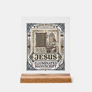 Jesus Manuscript Jezus Christelijk Geloof Vintage Acryl Bord