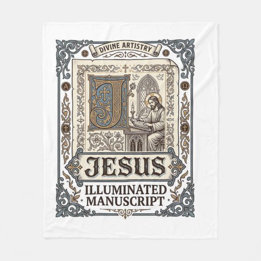 Jesus Manuscript Jezus Christelijk Geloof Vintage Fleece Deken (Voorkant)