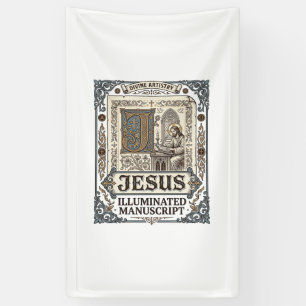 Jesus Manuscript Jezus Christelijk Geloof Vintage Spandoek