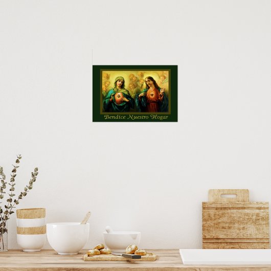 Jesus & Maria Bendice Nuestro Hogar Spaans Poster (Keuken)