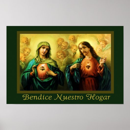 Jesus & Maria Bendice Nuestro Hogar Spaans Poster (Voorkant)