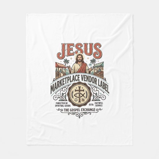 Jesus Marktplaats Verkoper Label Jesus Marktplaats Fleece Deken (Voorkant)