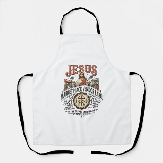 Jesus Marktplaats Verkoper Label Jesus Marktplaats Schort (Voorkant)