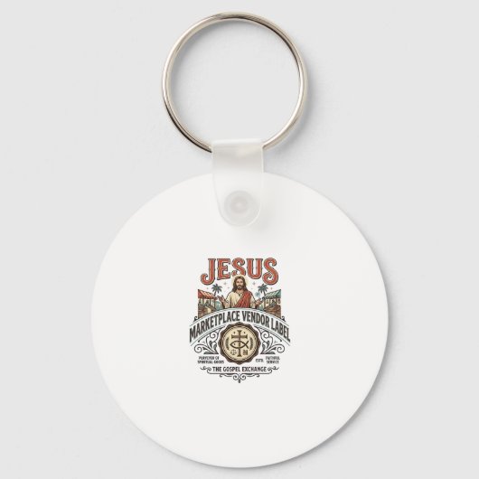 Jesus Marktplaats Verkoper Label Jesus Marktplaats Sleutelhanger (Voorkant)