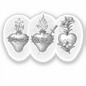 Jesus Mary and Joseph Hearts Vinyl Decal Sticker (Voorkant)