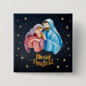 Jesus, Mary and Joseph - Merry Christmas Vierkante Button 5,1 Cm (Voorkant)