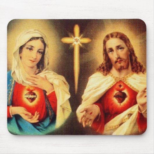 Jesus & Mary Sacred Heart Muismat (Voorkant)