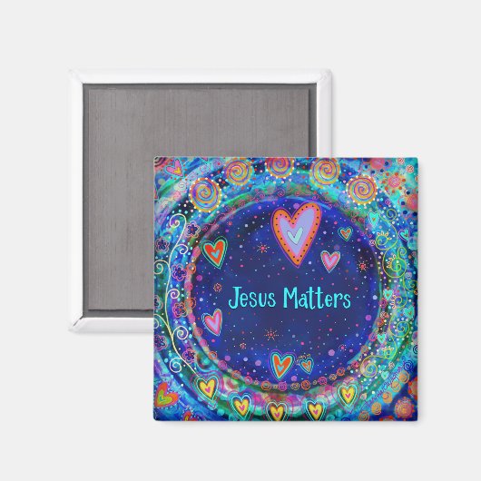 Jesus Matters Blue Whimsical Inspirivity Magnet (Voorkant / Achterkant)