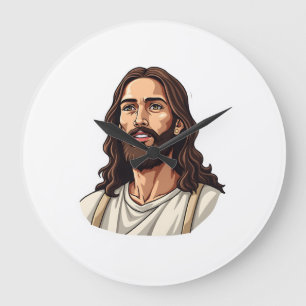 Jesus Mercy Face Vintage Gegraveerd Wit T-shirt 2 Grote Klok