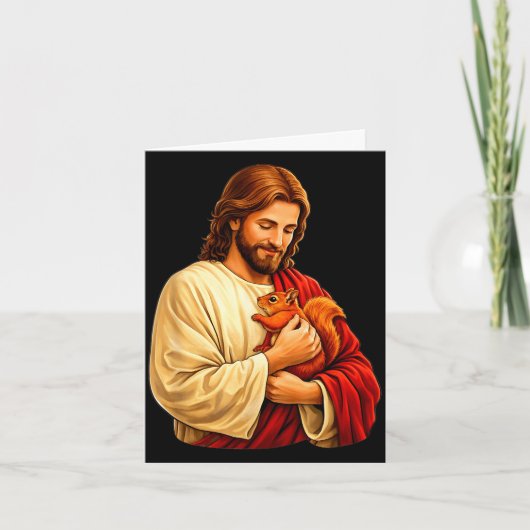 Jesus met eekhoorn christelijk kaart (Voorkant)