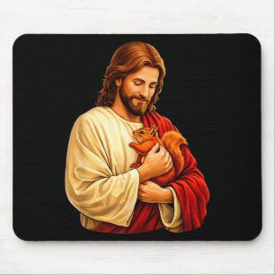 Jesus met eekhoorn christelijk muismat