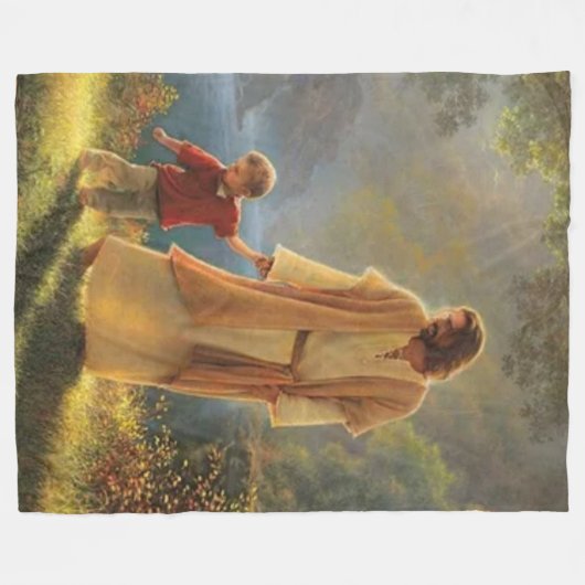 JESUS met KIND Fleece Deken (Voorkant (Horizontaal))