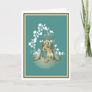 Jesus met Lam Religieus Elegant Vintage Kaart