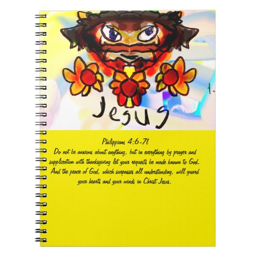 jesus met zonnebloemen mok magnet notitieboek (Voorkant)