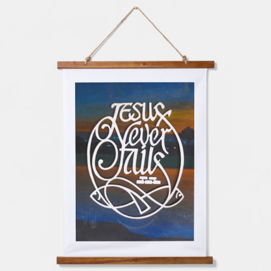 JESUS mislukt nooit houtstijgers Hangend Wandkleed (Voorkant)