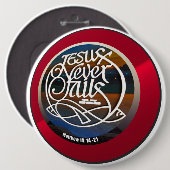 JESUS mislukt nooit rond Ronde Button 6,0 Cm (Voorkant /achterkant)