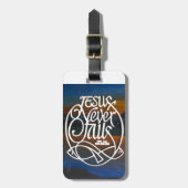 "JESUS mislukt nooit. Wees blij" Bagagelabel (Voorkant verticaal)