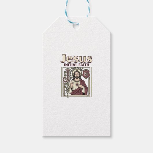 Jesus-monogram initiaal geloof Jesus-monogram init Cadeaulabel (Voorkant)