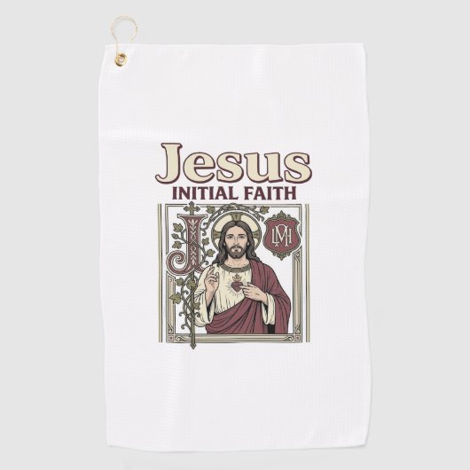Jesus-monogram initiaal geloof Jesus-monogram init Golfhanddoek (Voorkant)
