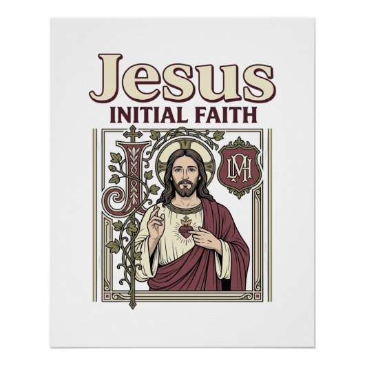 Jesus-monogram initiaal geloof Jesus-monogram init Perfect Poster (Voorkant)