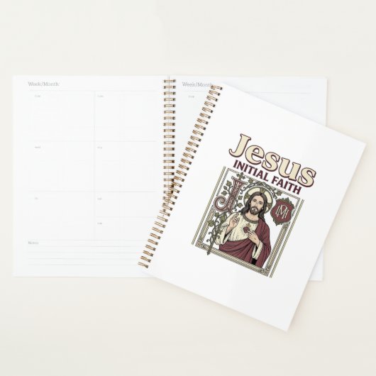 Jesus-monogram initiaal geloof Jesus-monogram init Planner (Display)