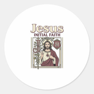 Jesus-monogram initiaal geloof Jesus-monogram init Ronde Sticker