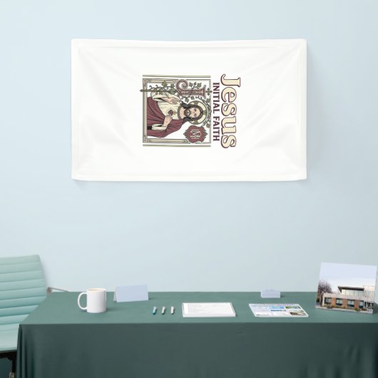 Jesus-monogram initiaal geloof Jesus-monogram init Spandoek (Beurs)
