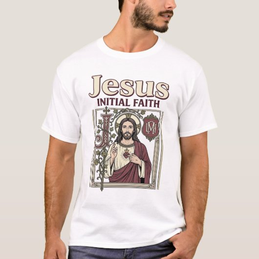 Jesus-monogram initiaal geloof Jesus-monogram init T-shirt (Voorkant)