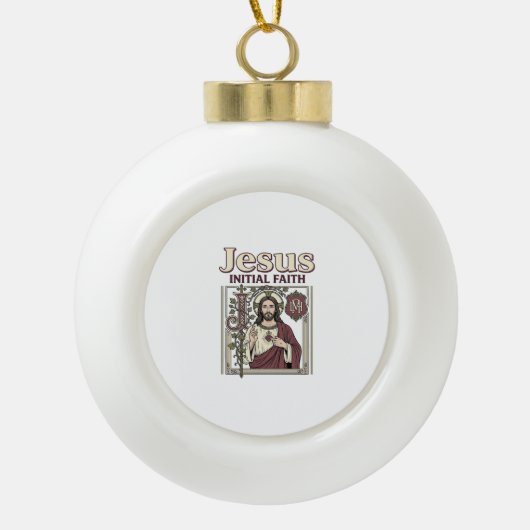 Jesus-monogram initieel geloof Jesus-monogram Init Keramische Bal Ornament (Voorkant)
