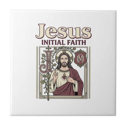 Jesus-monogram initieel geloof Jesus-monogram Init Tegeltje (Voorkant)