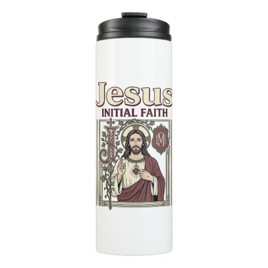 Jesus-monogram initieel geloof Jesus-monogram Init Thermosbeker (Voorkant)