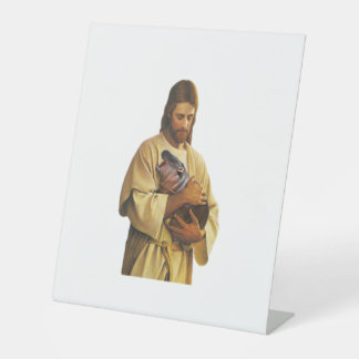Jesus Moo Deng Bouncy Pig, Schattige Baby Hippo T- Reclamebord Met Voetstuk